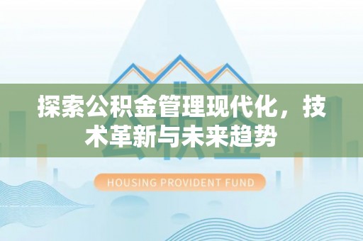 黑龙江探索公积金管理现代化，技术革新与未来趋势