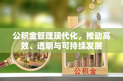 黑龙江公积金管理现代化，推动高效、透明与可持续发展
