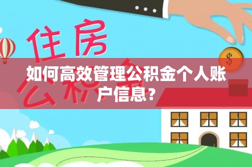 黑龙江如何高效管理公积金个人账户信息？